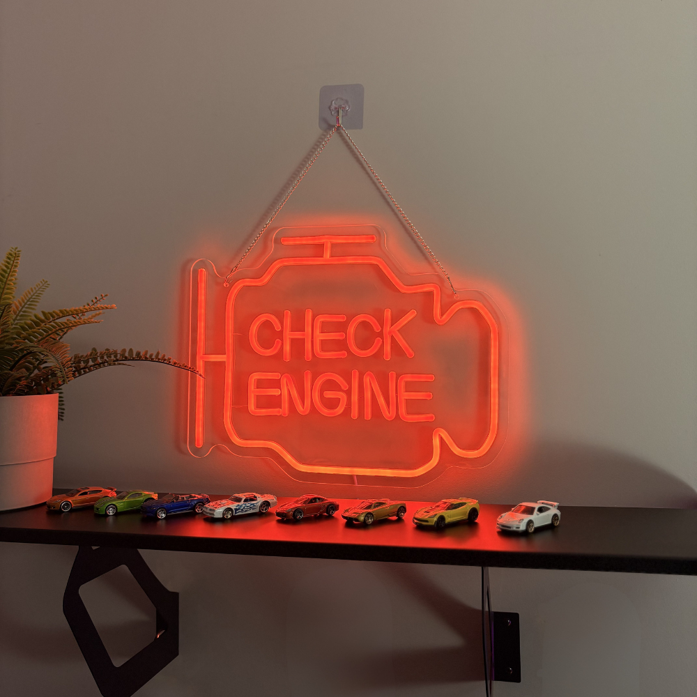 CHECK ENGINE NEON WALL DISPLAY – SPOILER SHELF